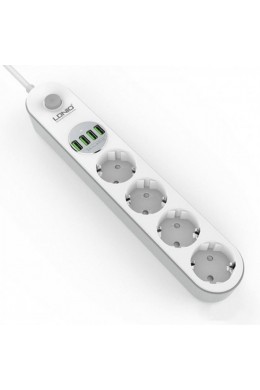 Сетевой удлинитель LDNIO SE4432 на 4 розетки 4 USB 2м Белый