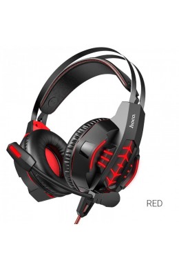 Игровые проводные наушники с микрофоном HOCO W102 Cool tour игровая гарнитура Красные