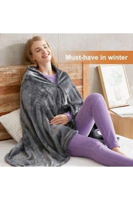 Одеяло плед-серое с подогревом, цвет (серый-розовый): размер 80х100 см